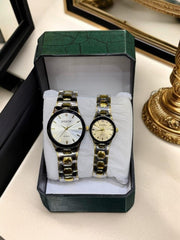 chic rose gold unisex couple watch